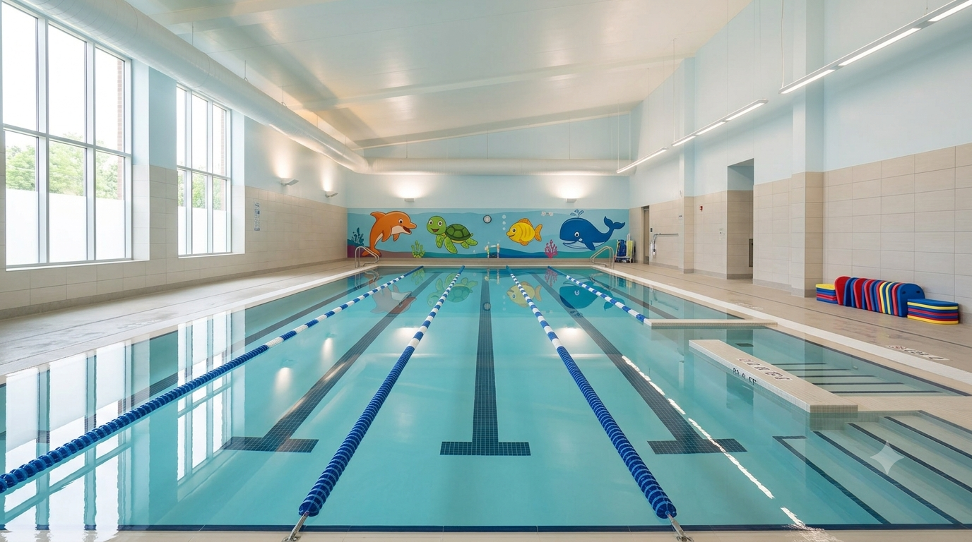 The teaching pool with lane ropes